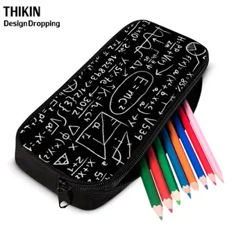

THINK Math Formula Print Women Make Up Cases Kids Pencil Case Common Equations Pencil Pouch Children Girl Holder Boys Portable