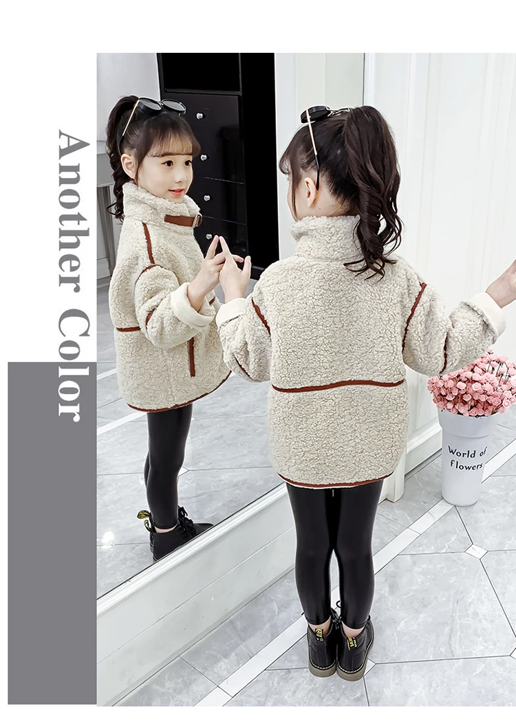 Anlencool Fashion children Autumn and winter new girls 4-12 years fur coat suede thick fur one lamb fur coat girls clothing