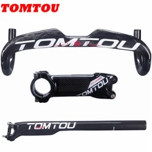 

TOMTOU Carbon Fibre Handlebar Sets Road Handlebars + SeatPost + Stem Road Racing Bicycle Bent Bar Glossy White - TW8T98