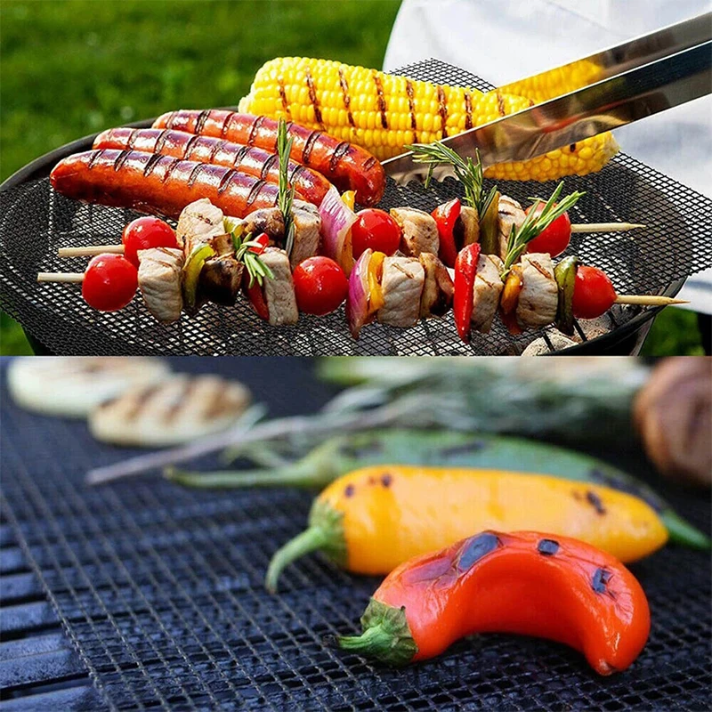 Hot Non-stick Barbecue Mesh Mat Replacement Wire Net Non-Stick Grilling Mesh Pads Outdoor Activities Reusable BBQ Accessories