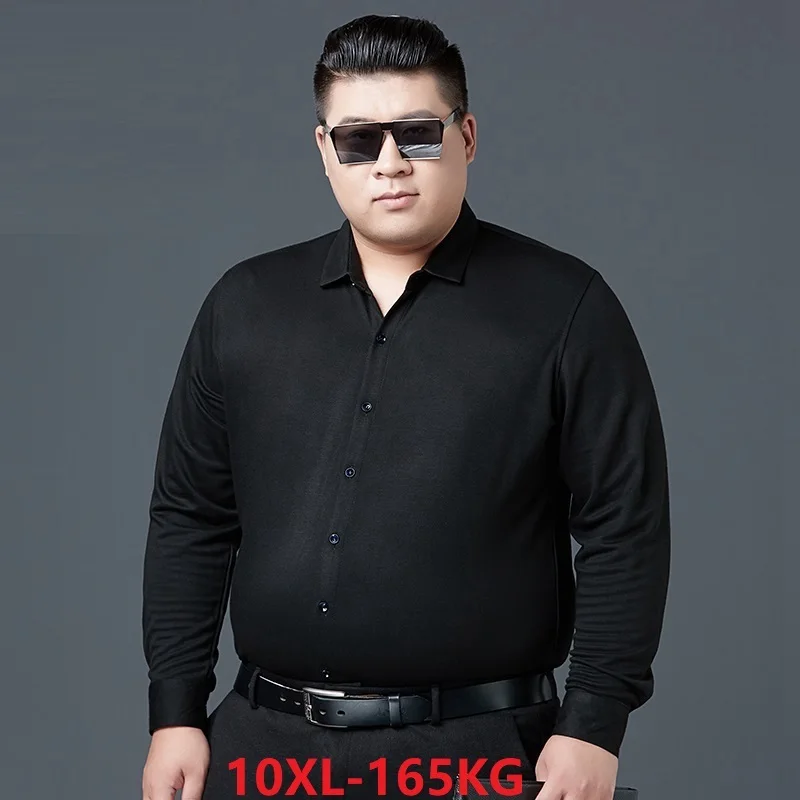 Свободная Мужская рубашка с длинным рукавом, большие размеры 7XL 8XL 9XL 10XL 12XL 13XL, хлопковая деловая официальная мужская домашняя рубашка для офиса