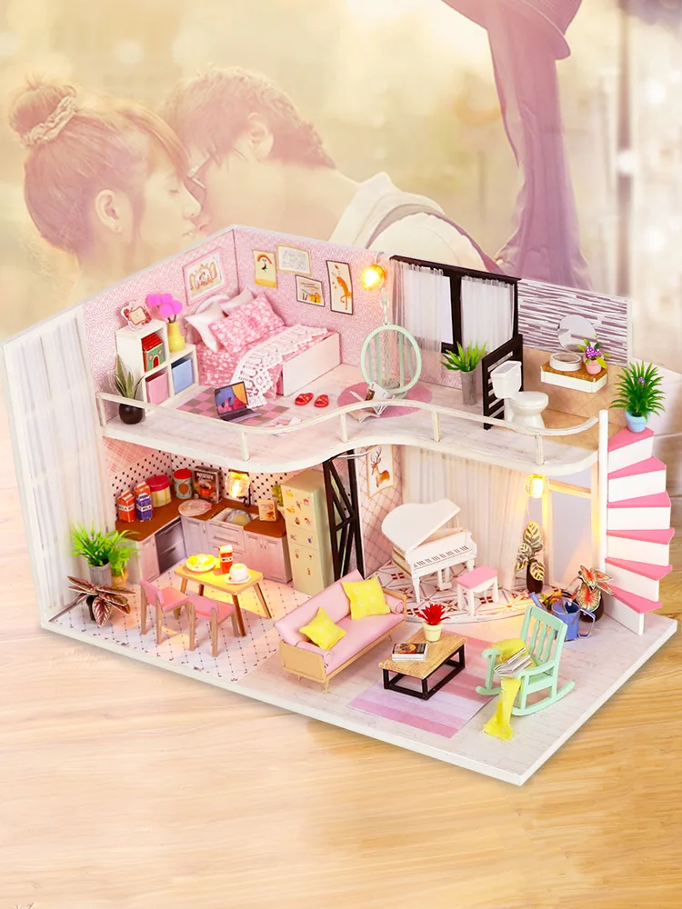

[] M035 Anna's Pink Melody with Cover Hoomeda-diy DIY Small House Model Handmade Gift