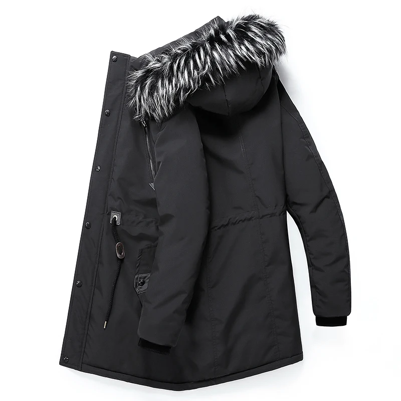  2019 Winter Jacket Men Long Fur Collar Hooded Parka for Men Thick Warm Army Military Tactical Windp