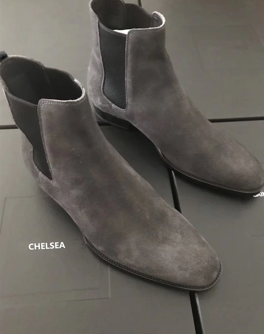 Chelsea Boots Shoes Casual Men's Boots Suede High-top Shoes Male Autumn Winter Slip-on Ankle Boots Round Toe