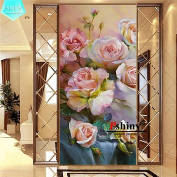 

PSHINY 5D DIY Diamond Painting Pink Roses Flowers Pictures Full Display Square Rhinestones Diamond Embroidery Sale New Arrivals