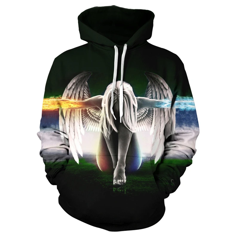 

3d Angel Hoodies Men Women Cool Fashion Hooded Sweatshirt Harajuku Men Clothing Hip Hop Pullover Dark Angel Print Sweatshirts