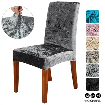 

Crushed Velvet Chair Cover Dining Chairs Covers Spandex Elastic Chair Slipcover Dining Room Chair Case for Kitchen Wedding