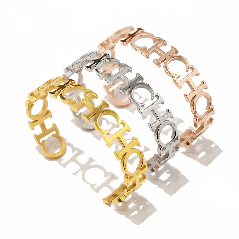 Топ латунные позолоченные золотые браслеты для ношения поверх рукава брендовые буквы розовое золото полый дизайн Открытый браслет для женщин и мужчин роскошное украшение браслет Z084