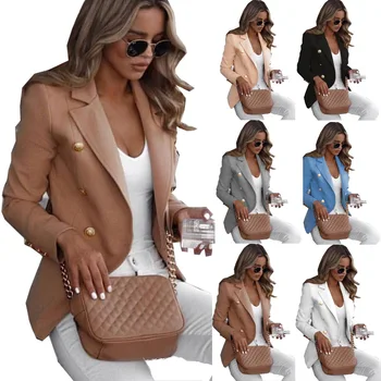 

2019 AliExpress Amazon Fall/Winter Explosions Slim Solid Color Small Suit Feminine Short Coat
