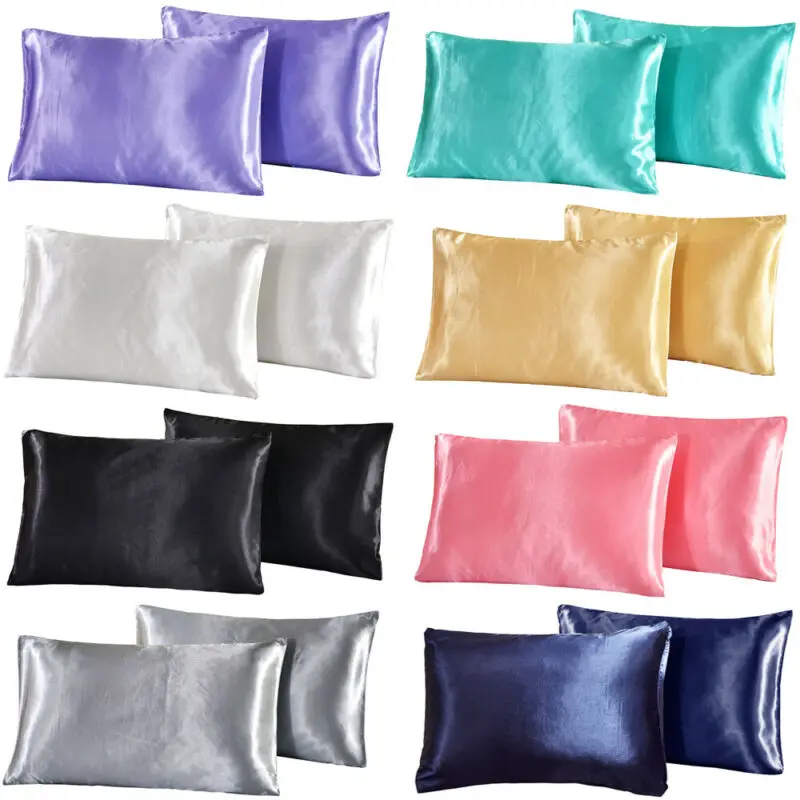 Funda de almohada de seda satinada para el hogar, almohada suave rectangular, 1 unidad