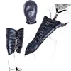 Bondage BDSM Restraints Role Play Hands Wrists Arm Leg Binder Hood Mask PU Leather Tight Single Glove Adult Costumes Sex Toys ► Photo 2/6