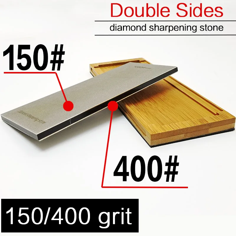 80-3000 Алмазная двухсторонняя точилка для ножей Профессиональные кухонные инструменты заточка камней Шлифовка с бамбуковой основой - Цвет: 150 400 grit