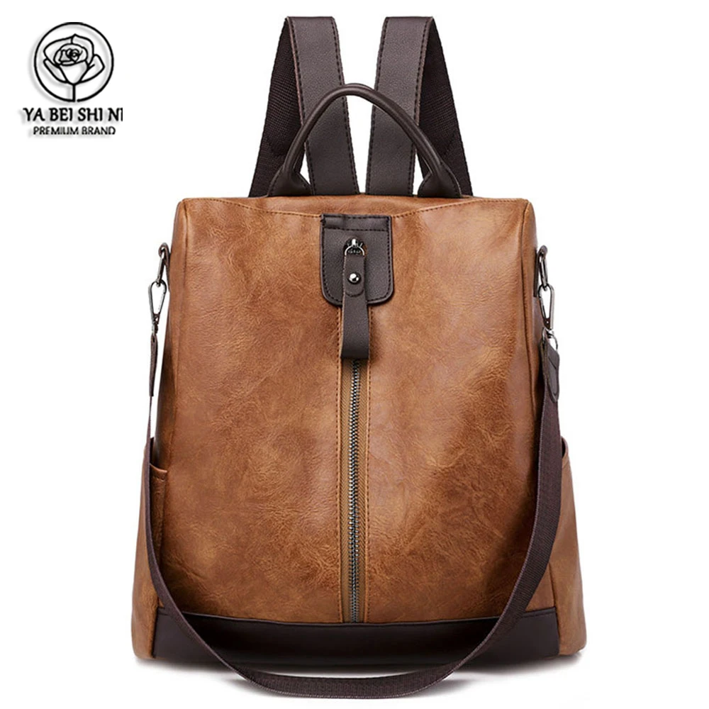 Travel-Backpack Vintage Anti-Theft Teenage-Girls Mochila-Feminina PU with Headphone-Plug