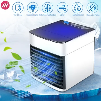 

Home Mini Air Conditioner Portable Air Cooler Personal Space Air Cooling USB Rechargeable Air Conditioning Colors Light Desk Fan