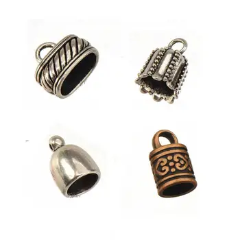 

retro copper end cap beads hat bracelets bell heart oval big hole round silver metal kinds diy handmade jewelry components 20pcs
