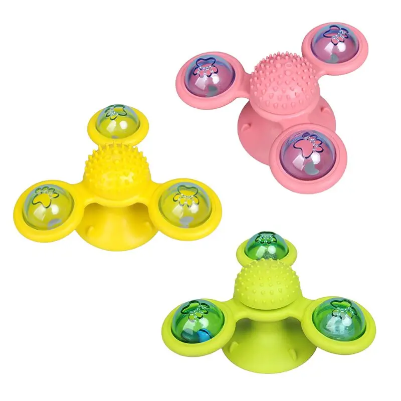 

Cat Whirling Windmill Tickle Toy Turntable Ball Teasing Scratching Interactive Puzzle Kitten Play Game Supplies