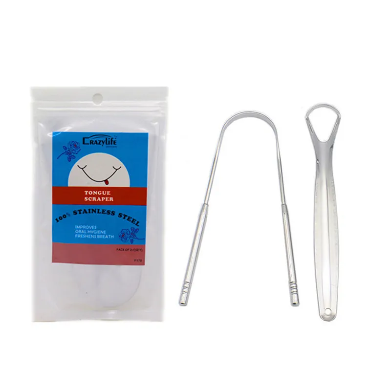 1pc Stainless Steel Tongue Scraper Brush Cleaning Scraper Oral Care