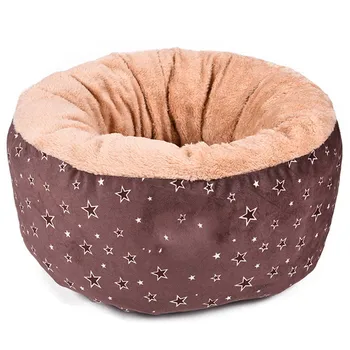 

Round Pet Puppy Cat Sleeping Bed Thick Cozy Soft Plush Warm Kennel for Dog Cats 48 x 48 x 25cm E2S