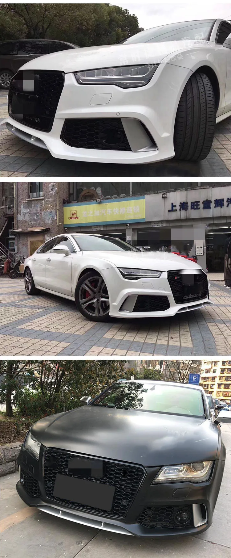 Car Exterior Accessories Car Front Bumper Lip Fog Lamp Wind Knife Cover Trim Assembly for Audi A6L A7 RS6 RS7 09-18