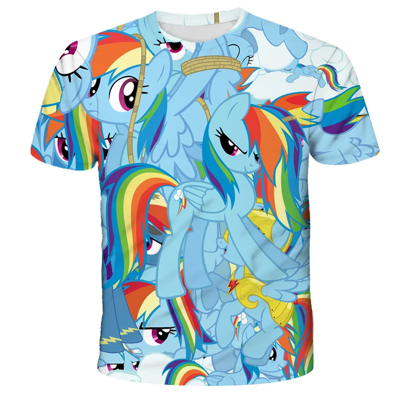 Футболки с забавным принтом My Little Pony модные топы для маленьких девочек