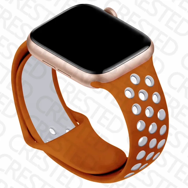 Silicone Strap For Apple Watch band 44mm 40mm iWatch 38mm 42mm Smartwatch watchband Bracelet Apple Watch 6 SE 5 4 3 Accessories orange-silver 34