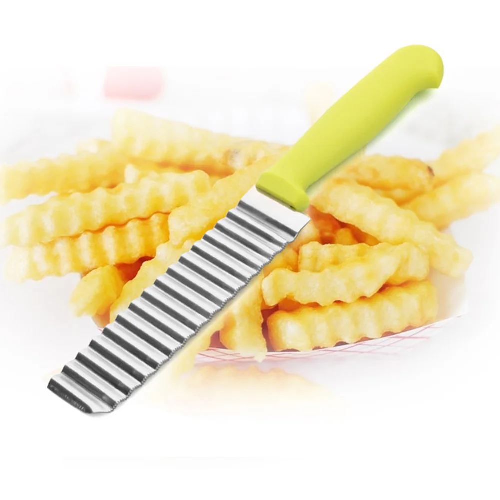Волнистые нержавеющая сталь кухня гофрированные картофельные овощные чипсы резак нож для теста Crinkle Slicer