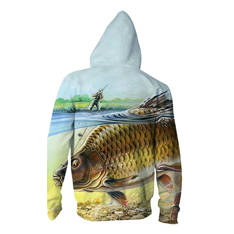 New Fashion Sweatshirt Men / Women 3d Hoodies Print animal fish grass carp pattern Slim Unisex Slim Stylish Zipper Hoodies