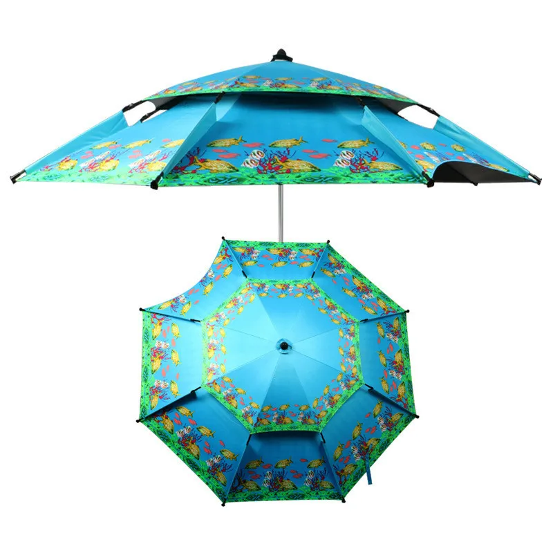 

2.0 m 2.2 m 2.4 m Large Size Fishing Umbrella Foldable Double Layer Outdoor Rain-proof Beach Tent Anti-UV Sunshade Awning HW186
