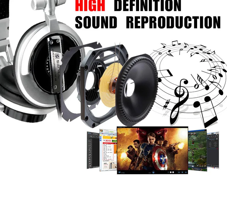 SENICC ST 80 Professional Stereo Studio Monitor Headphone 3 5mm 6 3mm Jack DJ Headphone 2 5m Extension Cord Gamer Headset for DJ