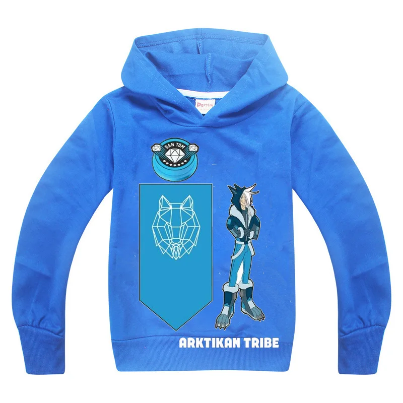 Hoodies-Blue DAN TDM Tour-Arktikan Tribe-Snow Wolf/хлопковые толстовки с капюшоном для мальчиков и девочек, футболка детские топы с героями мультфильмов, детское повседневное пальто, футболки - Цвет: Hoodies-Blue