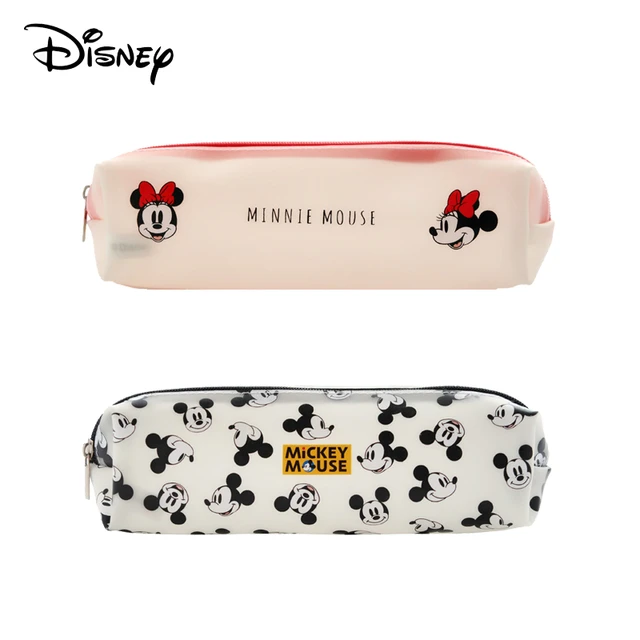 Bolsa de de papelería de Disney, estuche transparente de bolsa de lápices bonita de Minnie Mouse, monedero Kawaii, bolsa de regalo -