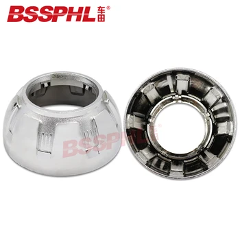 

BSSPHL Car Styling Shrouds Mask 3.0 Inch Bi-Xenon Projector Lens Hood Car Headlight Chrome Mask