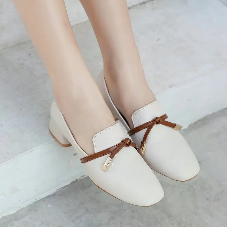 

Shoes 2019 Spring New Style Chunky-Heel Versatile Korean-style Square Head Semi-high Heeled Retro British Style Small Leather Sh