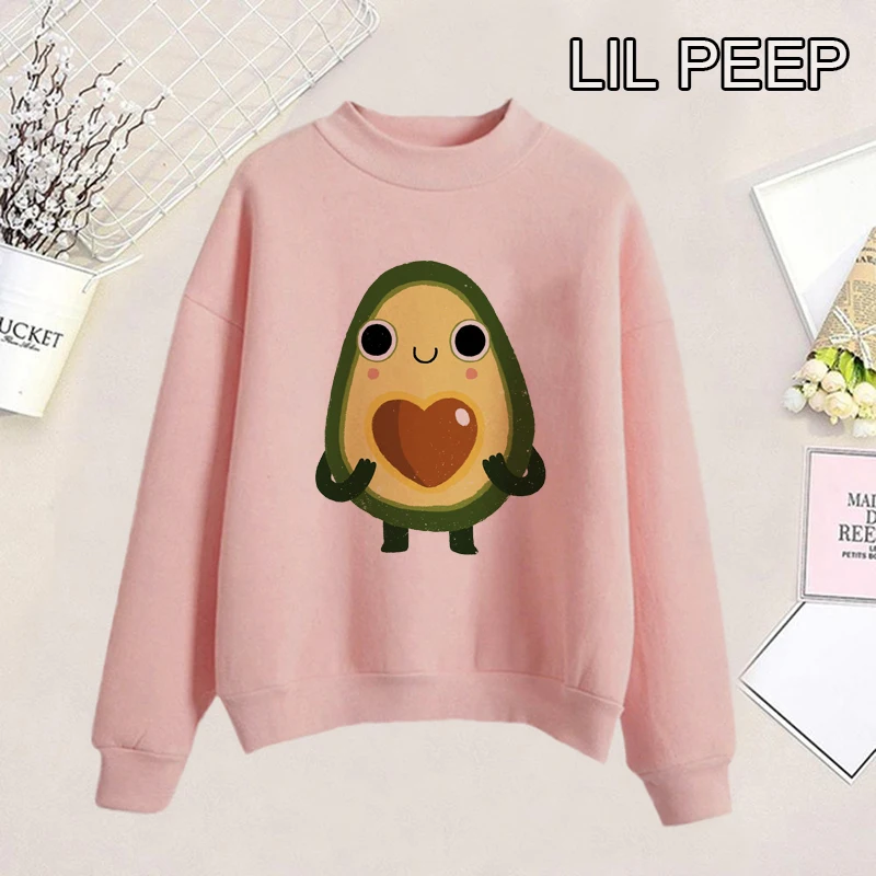 Womens Hoodies Luvocado White Pink Hoodie Harajuku Casual Kpop Clothes O-Neck Kawaii Women Clothes Winter Gothic Harajuku Hoodie