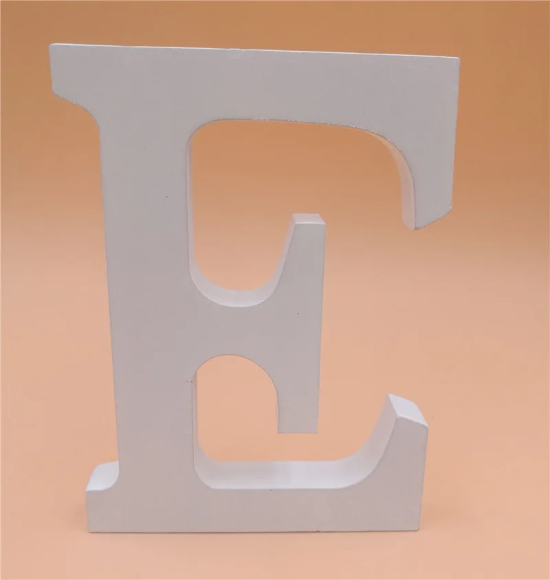 E 1 шт. 15x13,5 см белая деревянная буква Английский алфавит DIY Индивидуальное Имя Дизайн Искусство ремесло отдельно стоящее сердце Свадебный домашний декор - Цвет: E