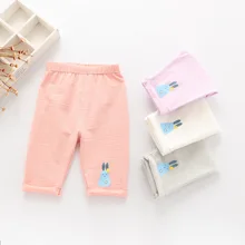 Детская одежда из Южной Кореи для девочек; Летние повседневные брюки-Капри с рисунком животных; Детские эластичные леггинсы с открытым носком;