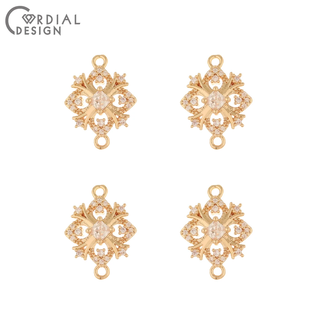 Cordial Design 50Pcs 13*17MM DIY Earrings Accessories/Charms/Hand Made/CZ Rhinestone Connectors/Jewelry Findings & Components - cordial