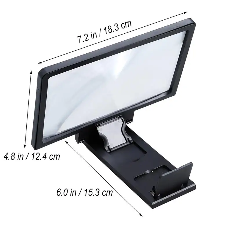 Universal Screen Magnifier Cell Phone HD Movie Video Amplifier with Foldable Holder Stand(Black
