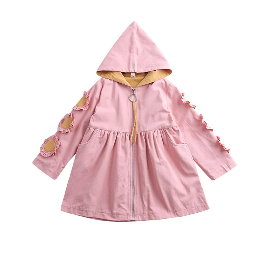 Куртки для девочек верхняя одежда с цветочным рисунком, куртка длинное Детское пальто для девочек весенне-осенняя подростковая одежда для девочек 6, 8, 10, 12, 14 лет - Цвет: As Picture