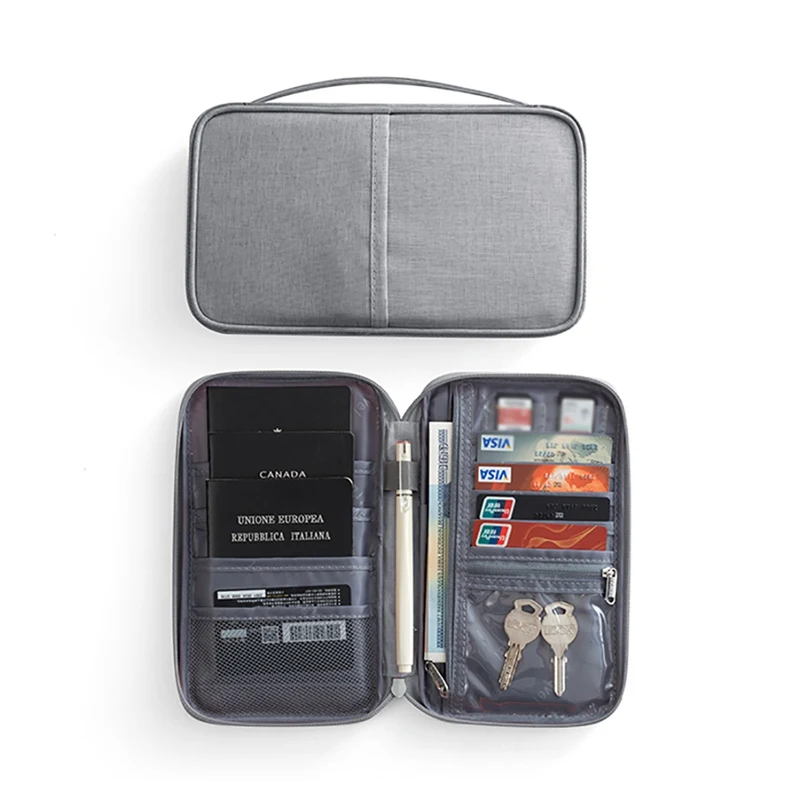 Gray S Travel Passport Document Storage Bag Waterproof Oxford Fabric Credit Card Wallet File Folder Document Storage Pouch Bags - Цвет: Gray S