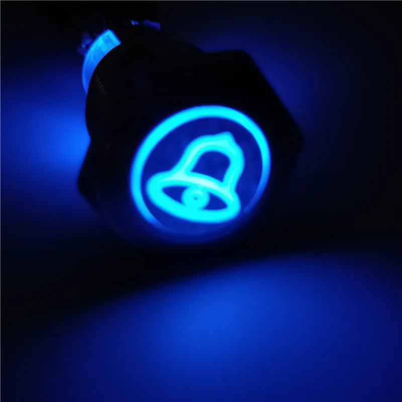 Customize various symbols 16mm Metal Push Button Switch  press button Self-reset 1NO  Flat head  Momentary With indicator light