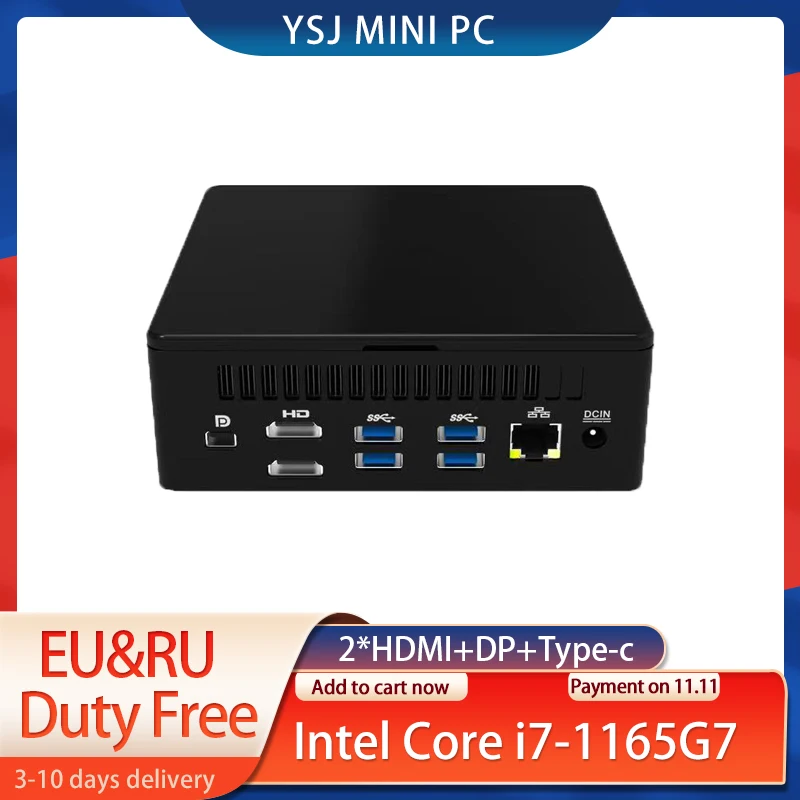 Игровой мини-ПК Intel Core i7 1165G7 i5 1135G7 Thunderbolt 4 Windows 11/10 2 * DDR4 NVMe SSD мини-компьютер HDMI DP 8K HD