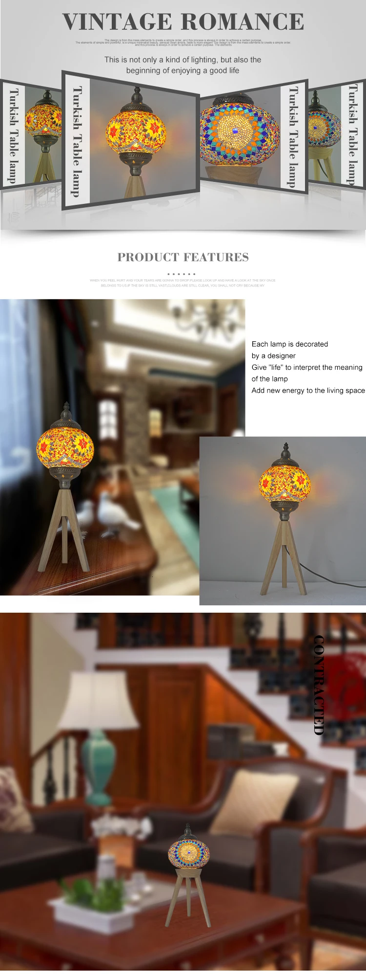 Modern Style Bedroom Decoration Electroplating Metal Mosaic Glass Table Lamp Deco Chambre lampara de mesa