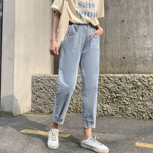 GUUZYUVIZ винтажные джинсы женские Джинсы бойфренда с высокой талией для женщин джинсовые джинсы для женщин, повседневный свободный стиль шаровары женские синие