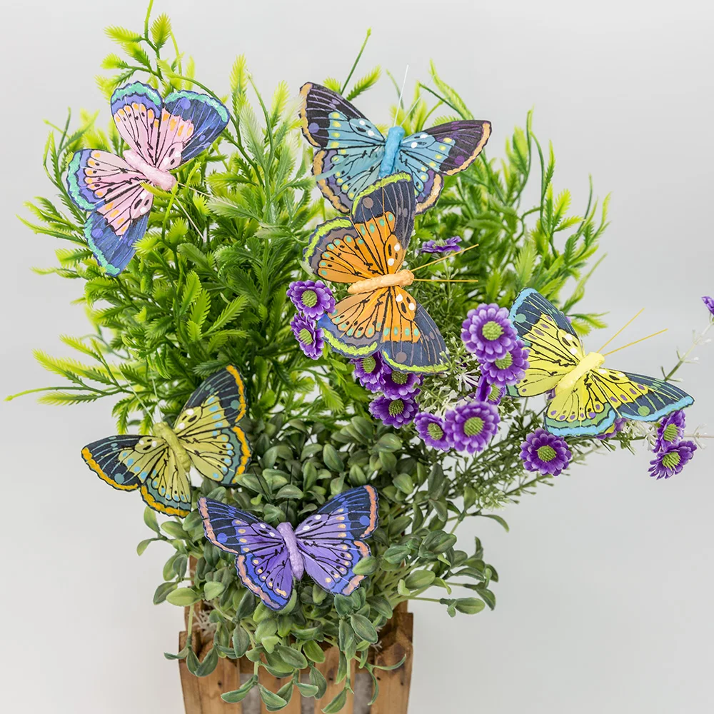 Simulacióncon Plumas Pintadas Decorazione Di Mariposas Pila Decorazione Di Terraza E Talcón Decorazione Del Giardino Farfalla
