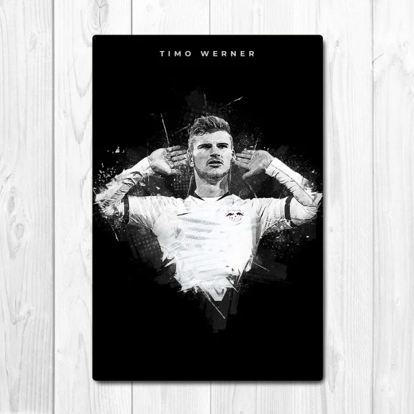 Новый Timo Werner футбол игрок в искусство Настенный декор жестяной знак винтажный