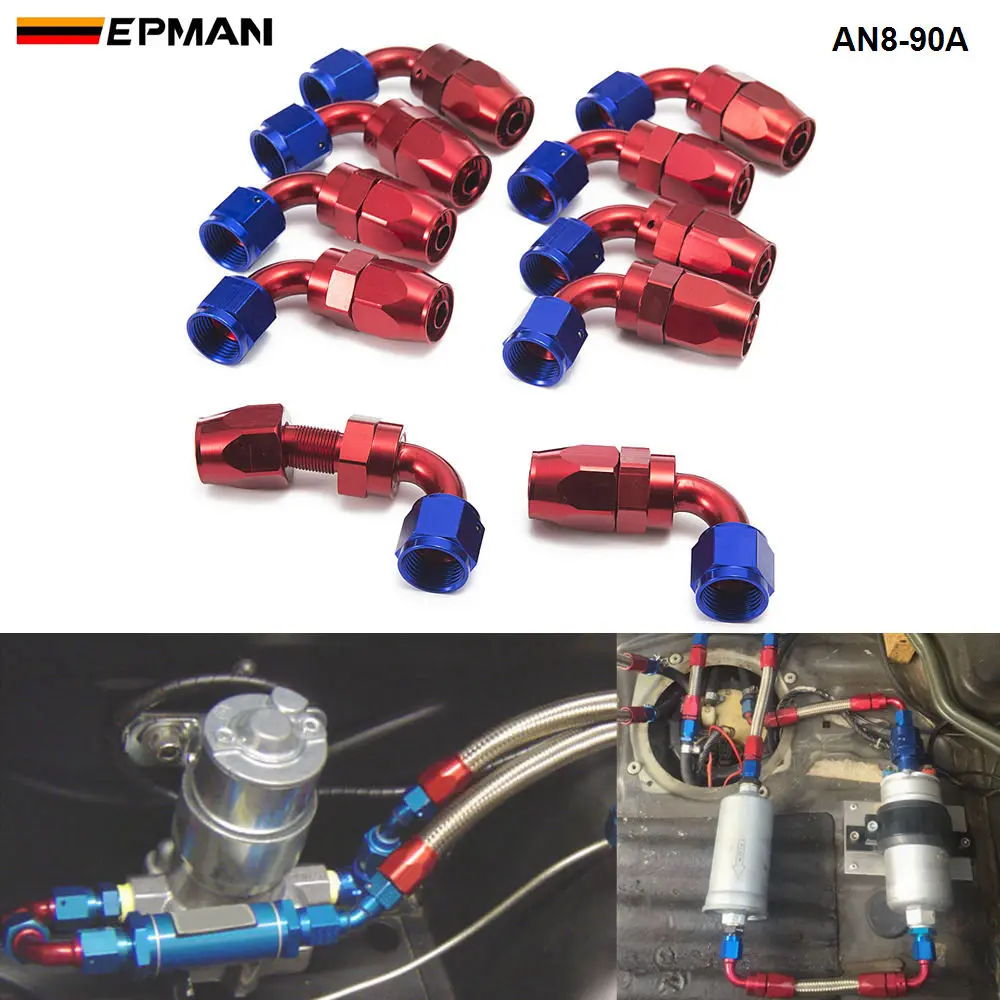 10pcs /set 90Degree High Performance AN8 Hose End Fitting Aluminum Oil cooler hose fitting AN8-90A | Автомобили и мотоциклы