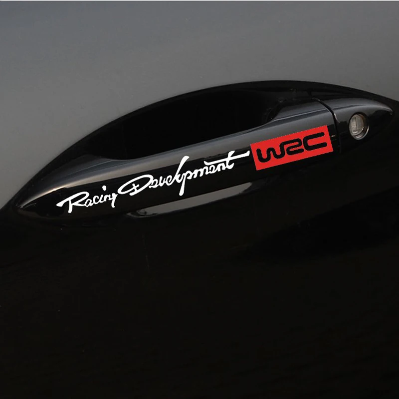 4Pcs Car Handle Stickers WRC Rally Racing Stripe Car Door Handle Decals Car Styling Stickers On Car Door And Car Body Decals (6)