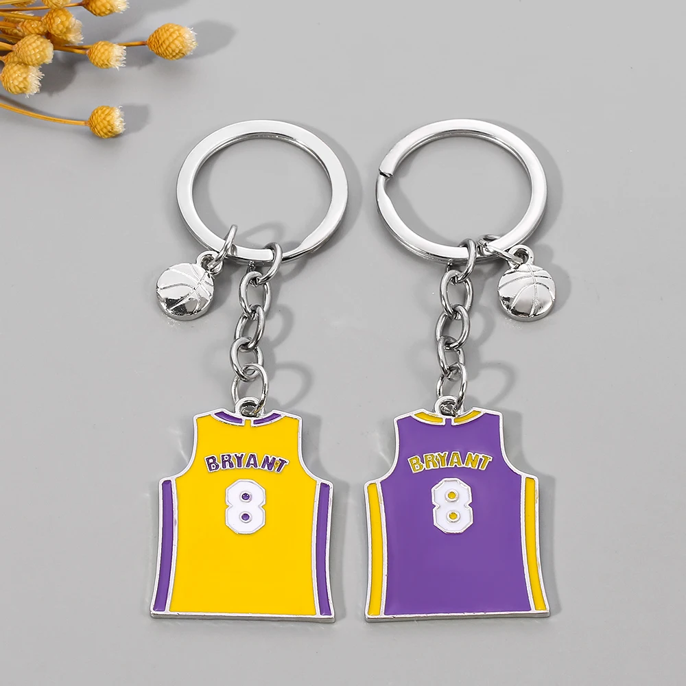 Favorite Basketball Star Kobe-Bryant Memorial Keychain Metal Kobe Basketball Jersey Keychains Basketball Keyrings Memorial Gifts