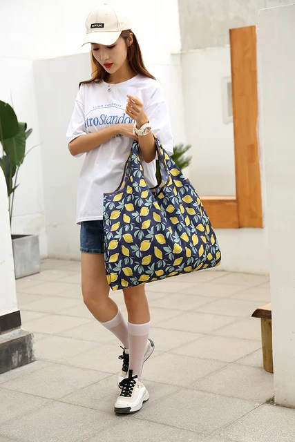 Large Reusable Grocery Store Green Shopping Bag 50 Pound Handbag Foldable Ladies Shoulder Bag Washable Handbag 2021 103